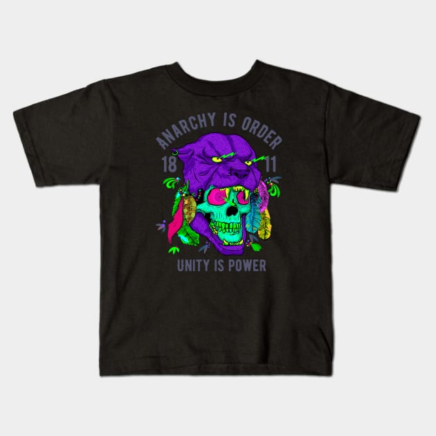 Unity is Power Pantera Skull Kids T-Shirt by TOKEBI